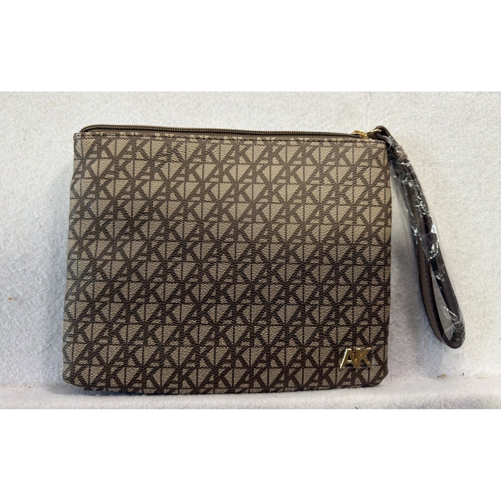 Anne Klein Clutch Wristlet  AK Logo Brown Brand New With Tags
